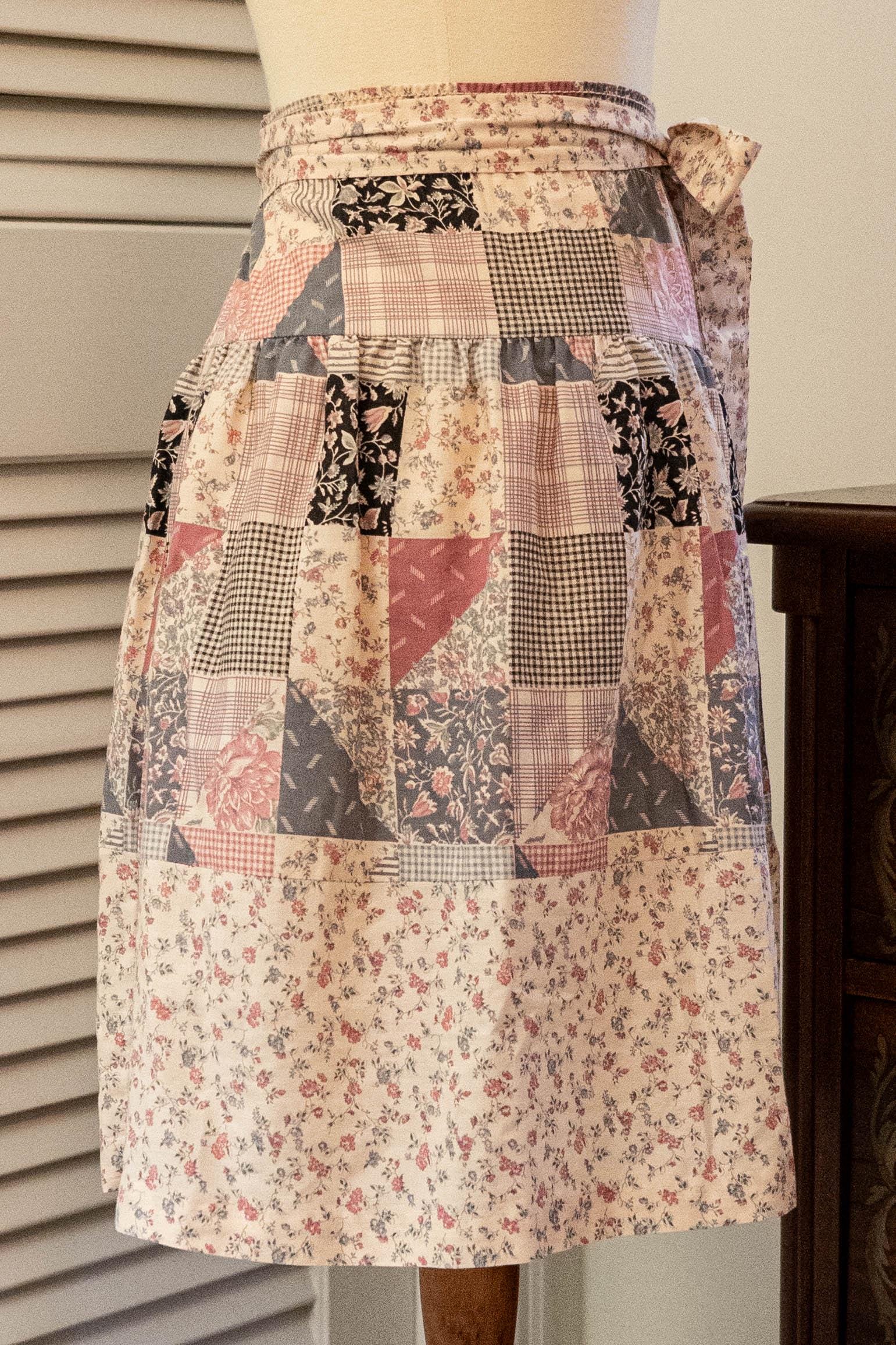 Vintage 1970s Patchwork Print Midi Skirt