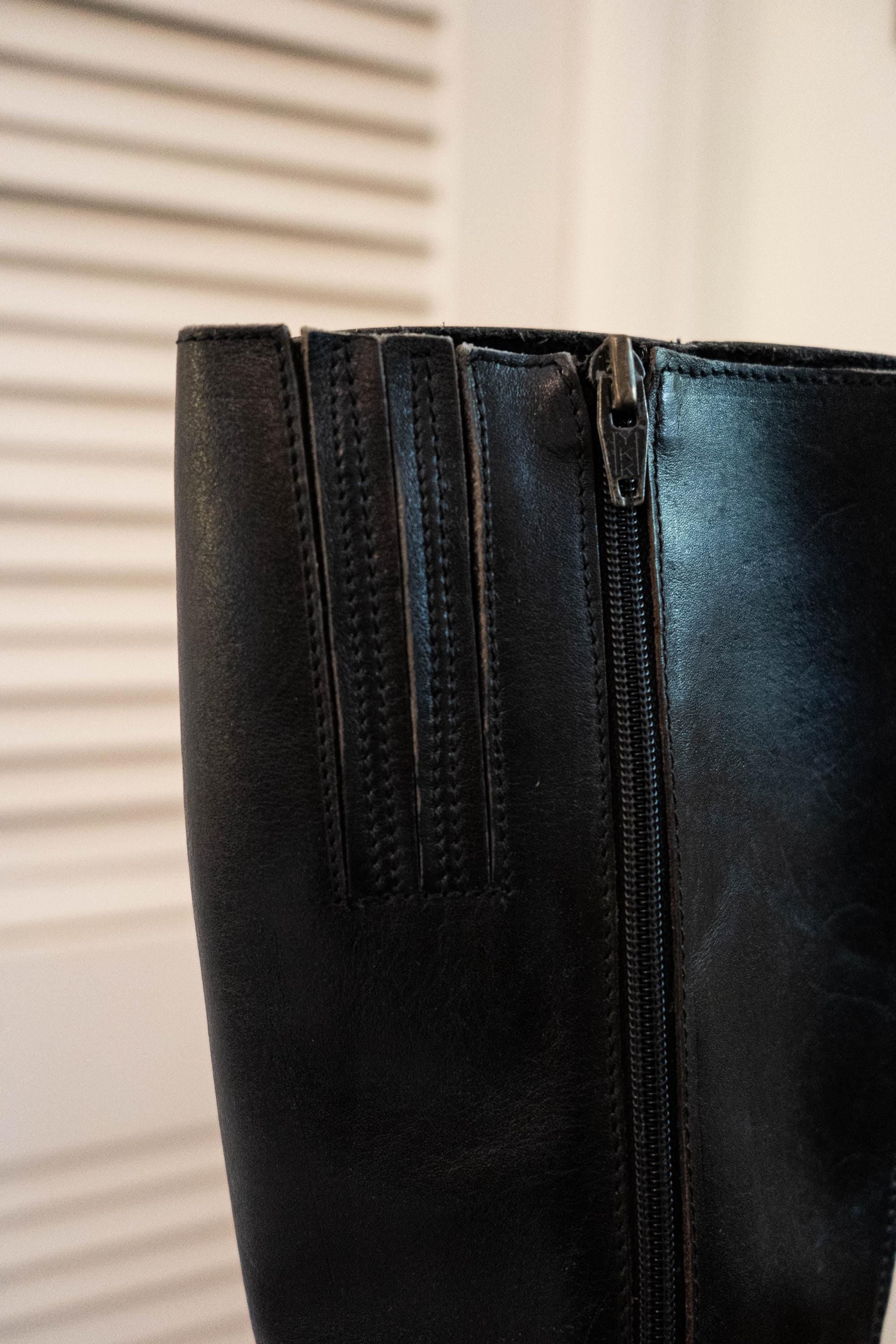 Vintage 1970s Black Leather Tall Boots