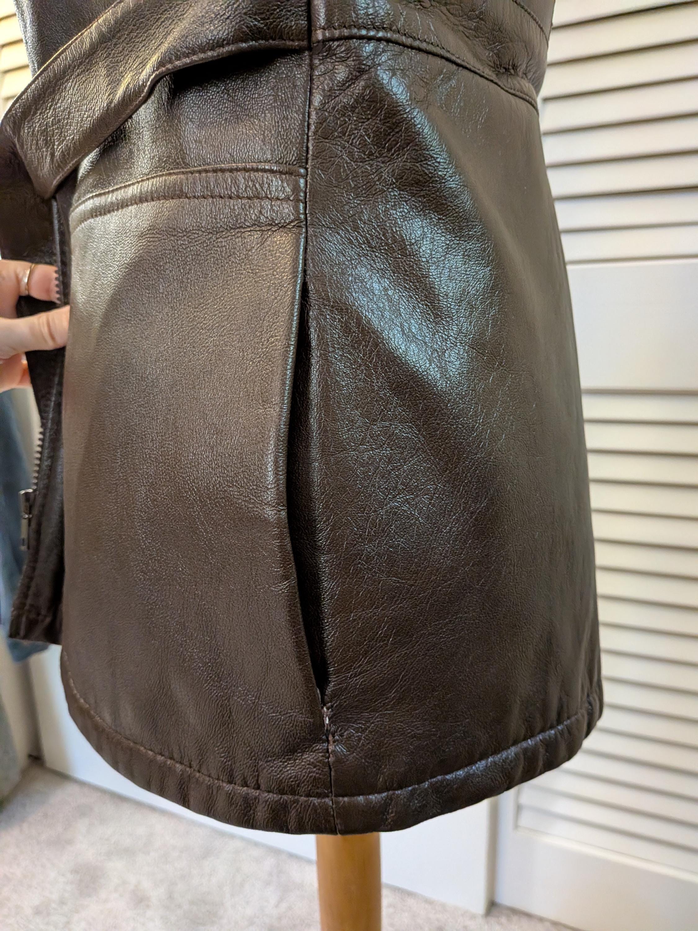 Vintage 1990s Brown Leather Jacket with Quilted Lining