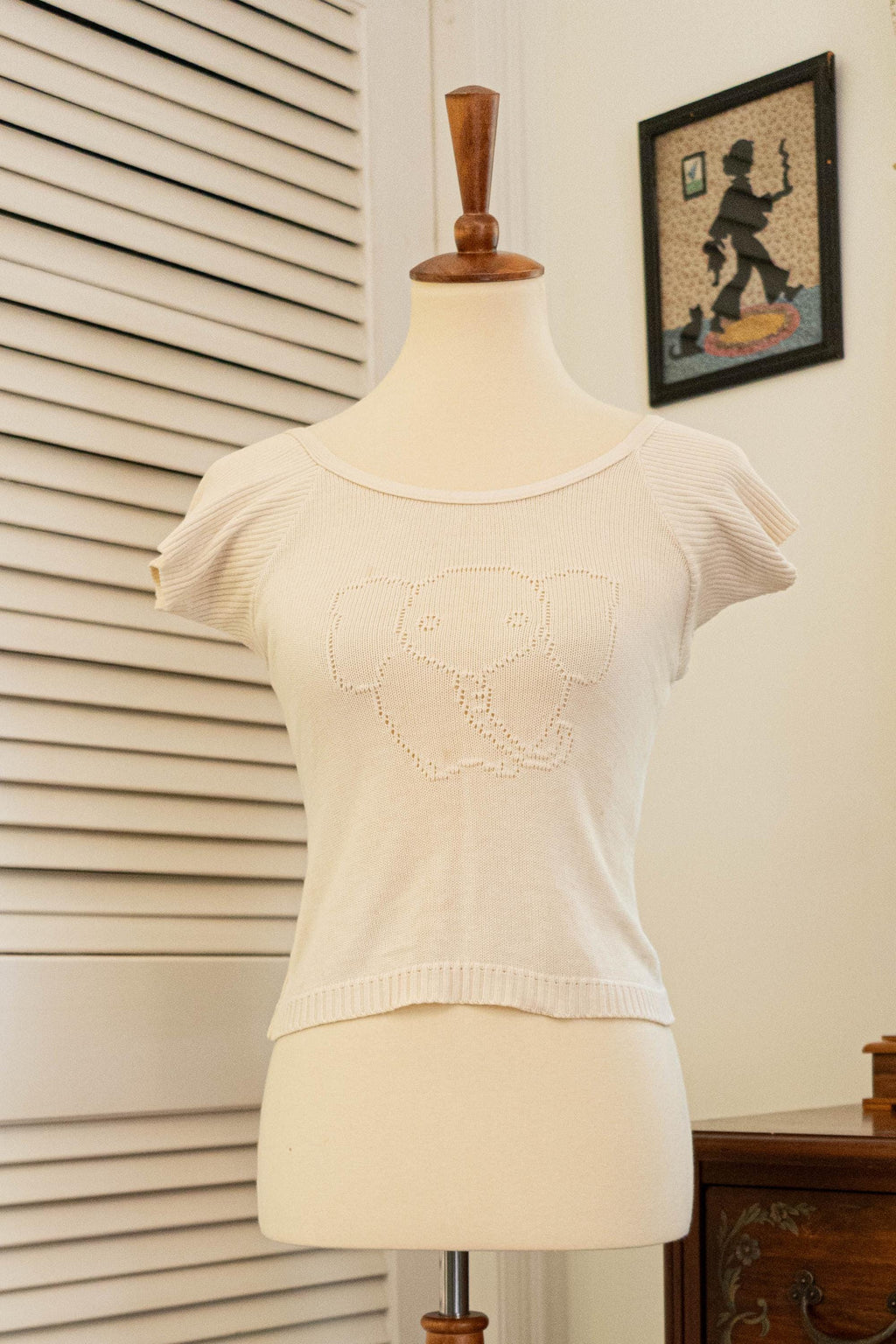 Vintage 1970s White Elephant Knit Sweater Top