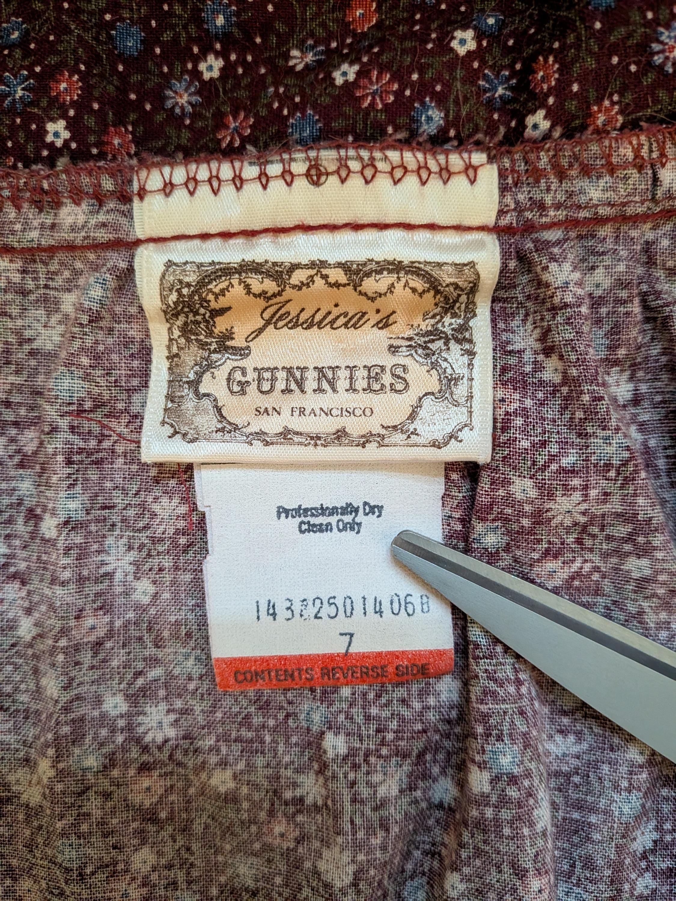 Vintage 1970s Jessica McClintock Gunnies Midi Skirt Burgundy Red