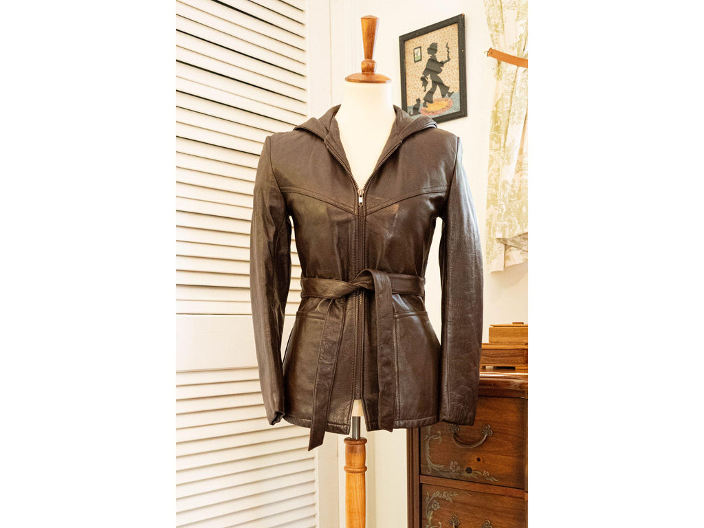 Vintage 1990s Brown Leather Jacket with Quilted Lining