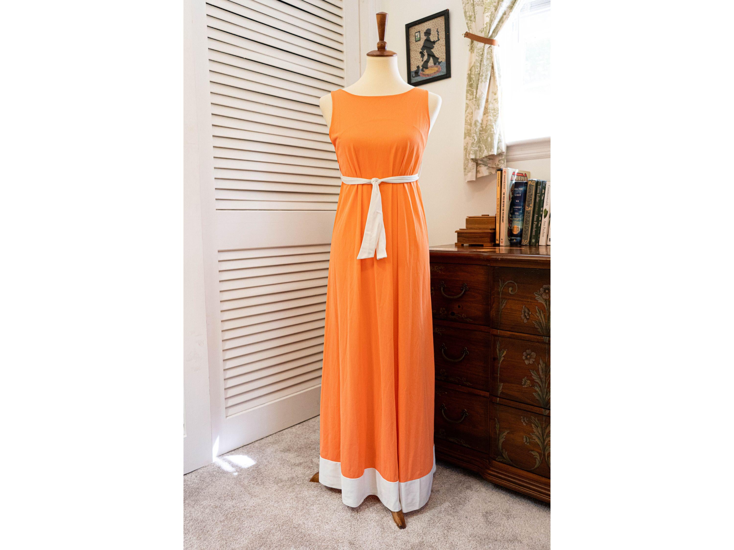 Vintage 1970s Orange Floor Length Nightgown