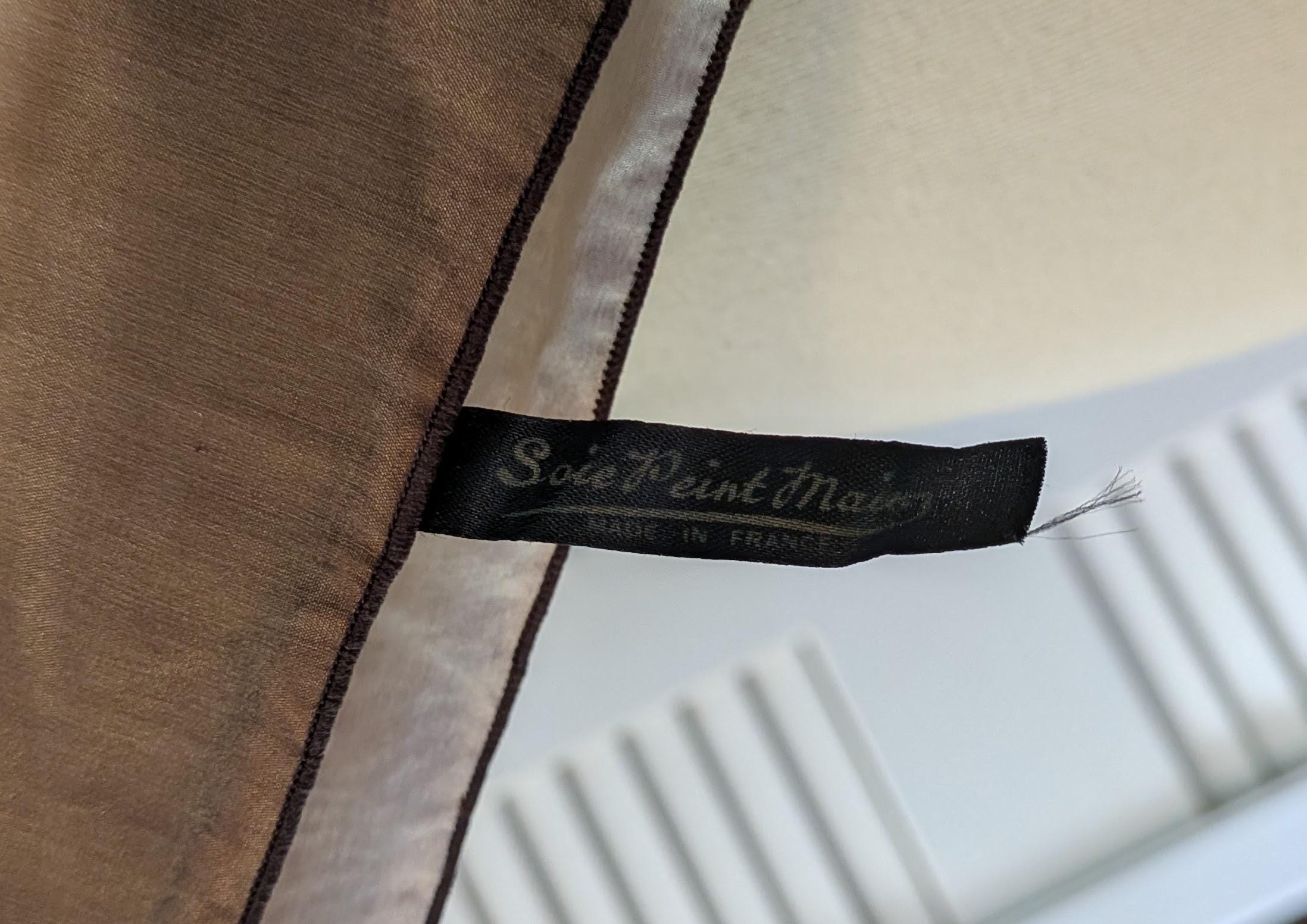 Vintage 1970s Silk Scarf Brown Green Yellow