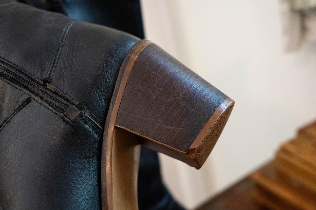 Vintage 1970s Black Leather Tall Boots