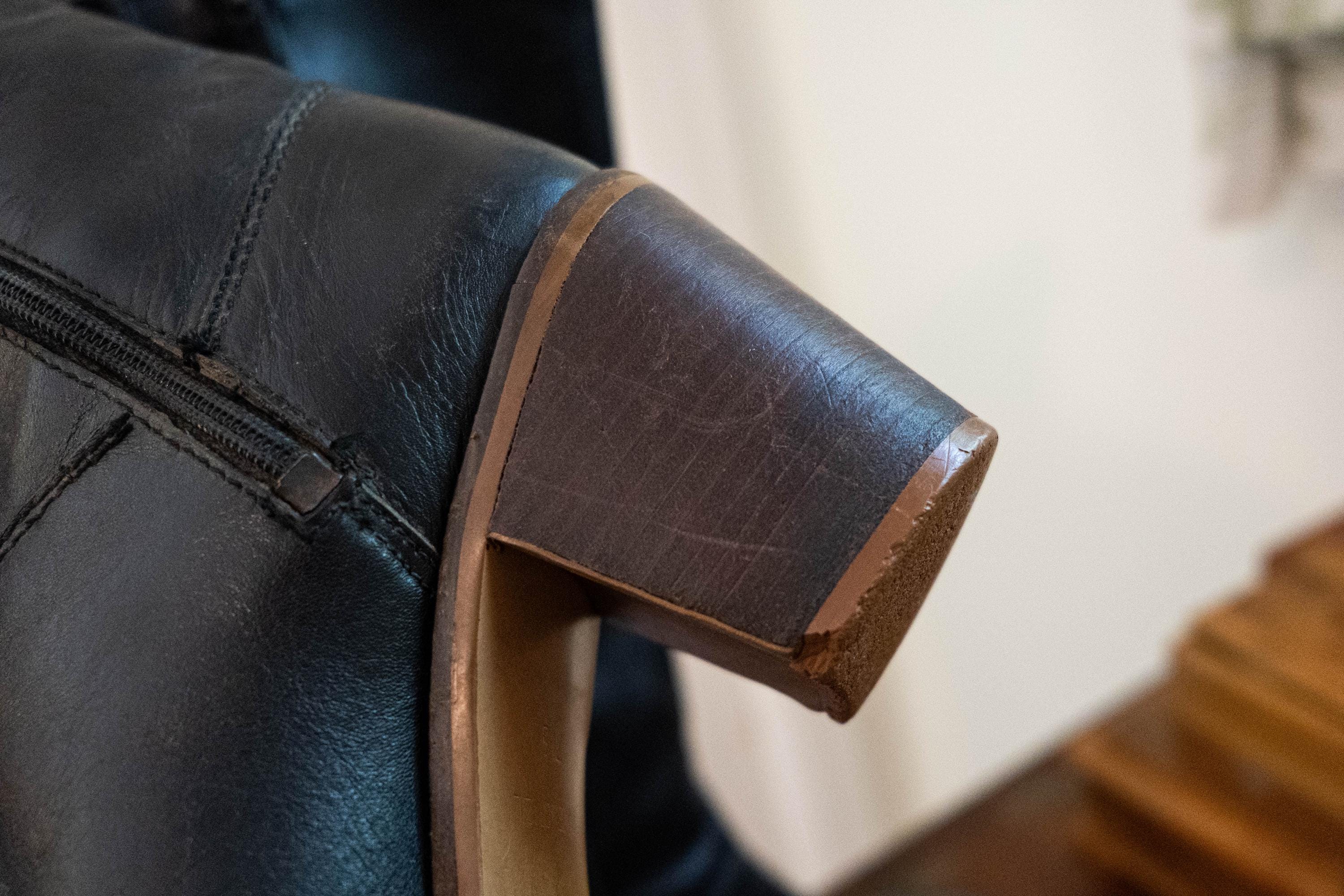 Vintage 1970s Black Leather Tall Boots