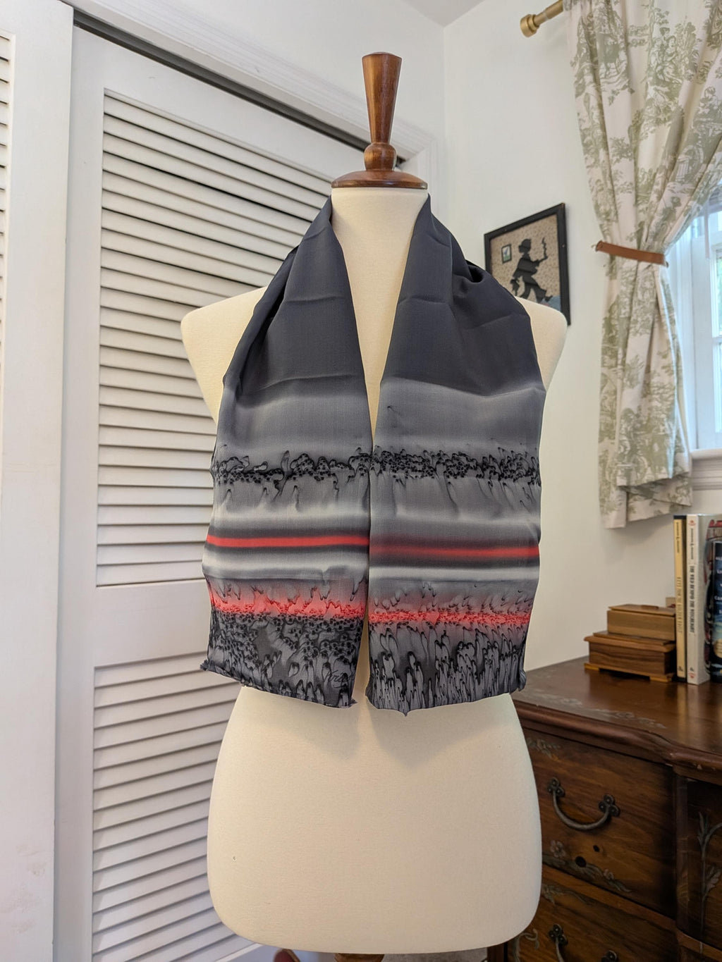 Vintage 1970s Painted Silk Scarf Kriska