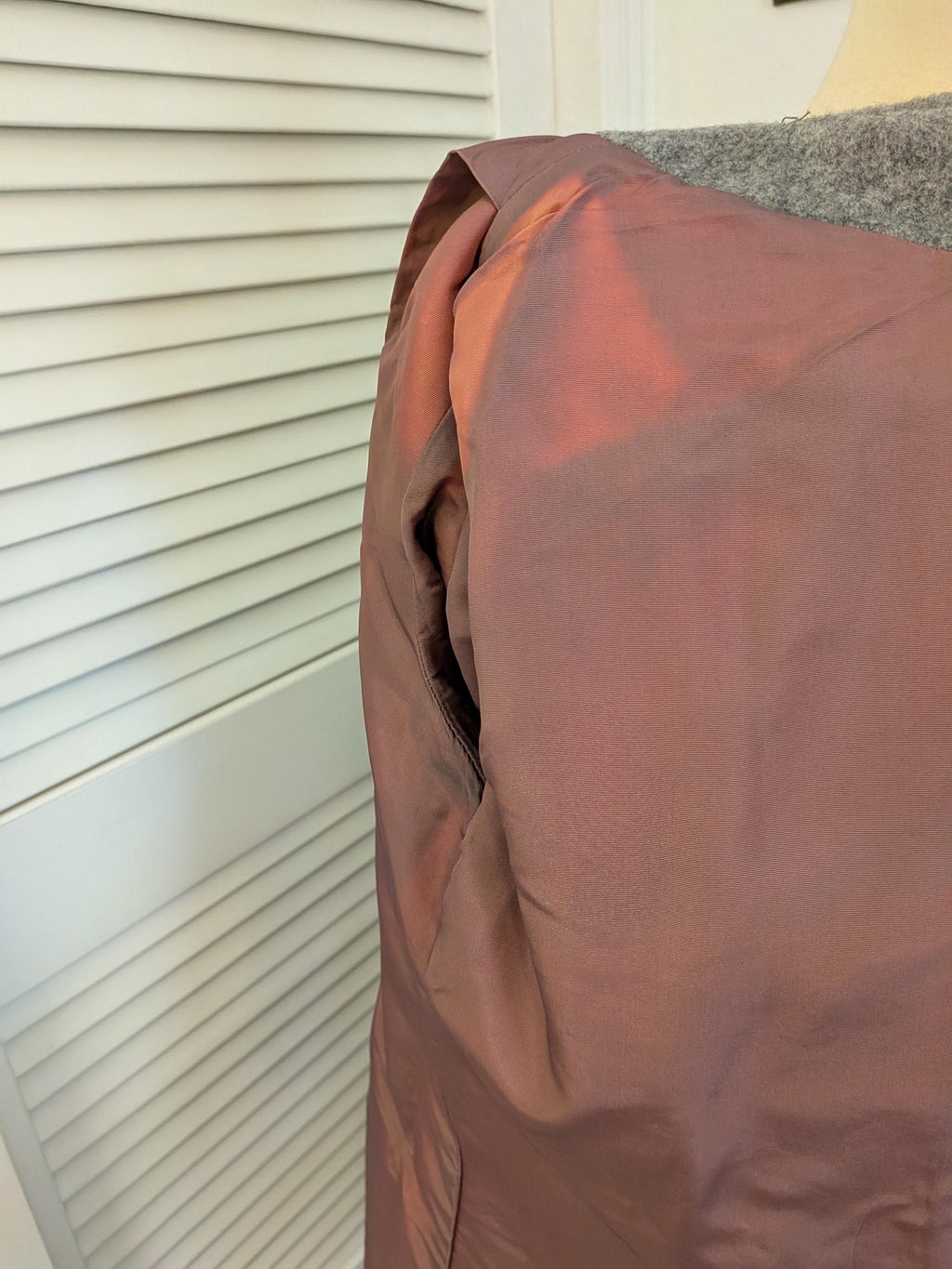 Vintage 1970s Grey Black Chevron Pattern Princess Coat