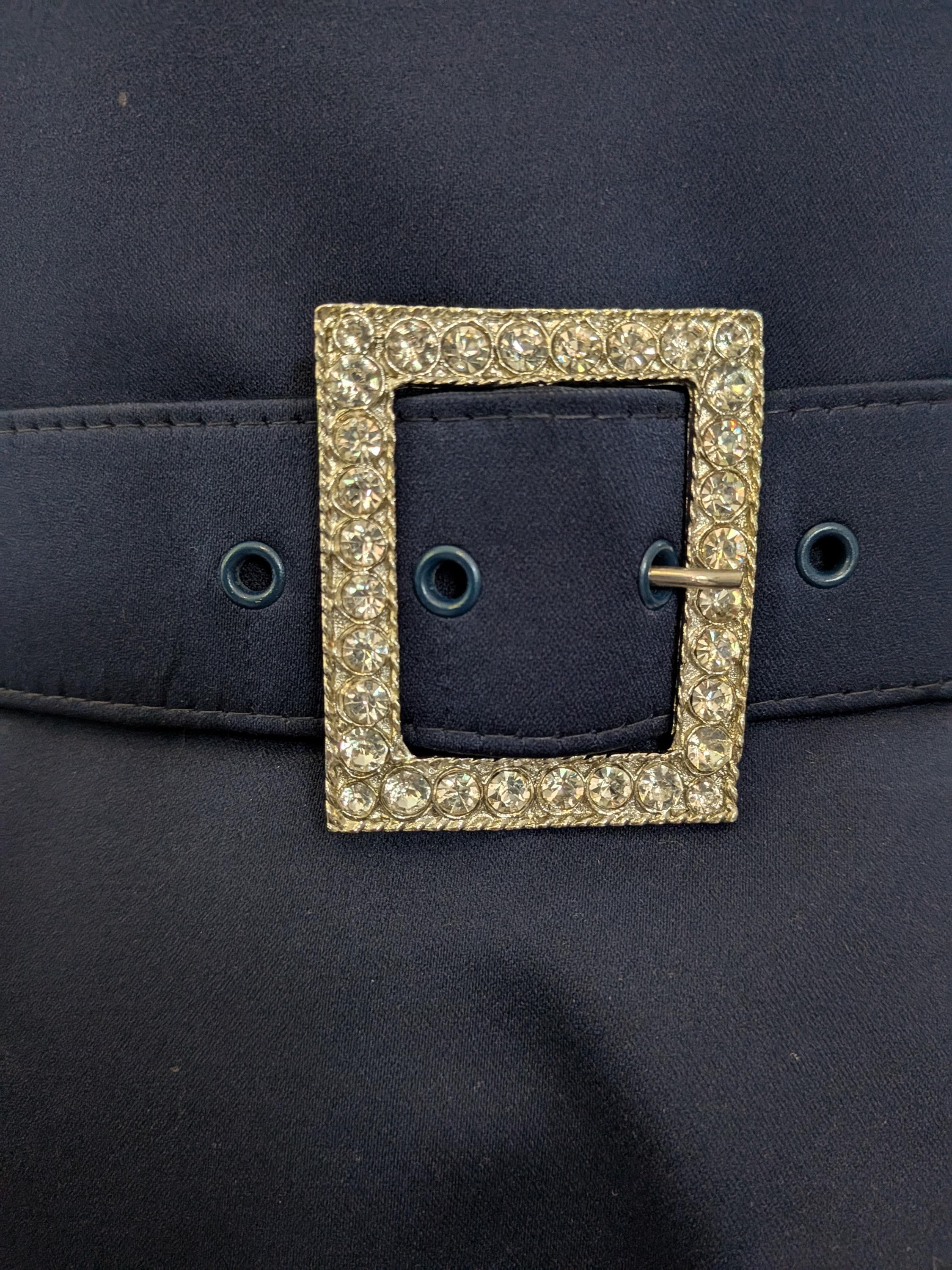 Vintage 1980s Blue Fit and Flare Satin Mini Dress