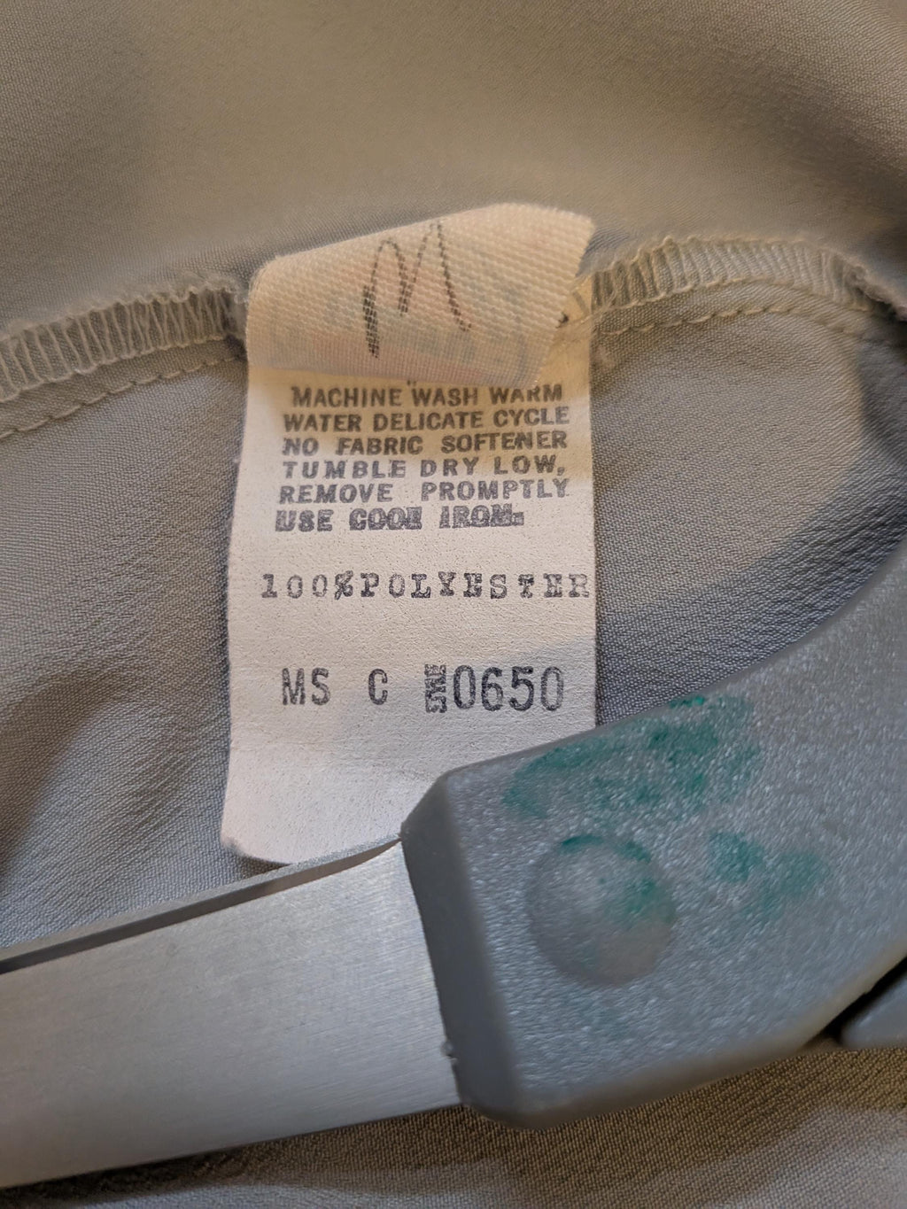 Vintage 1970s Light Grey Tuxedo Collar Button Down Blouse