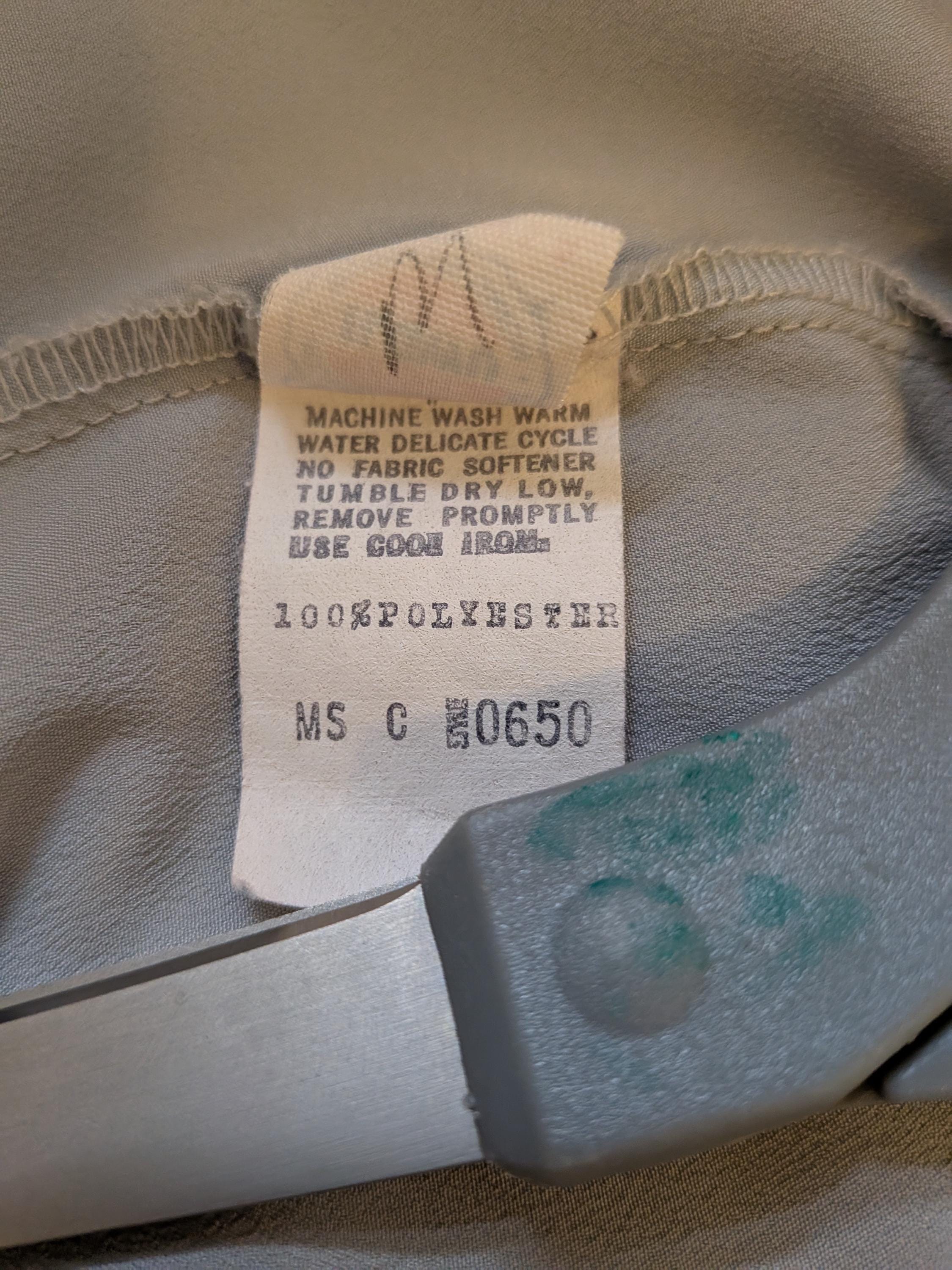 Vintage 1970s Light Grey Tuxedo Collar Button Down Blouse