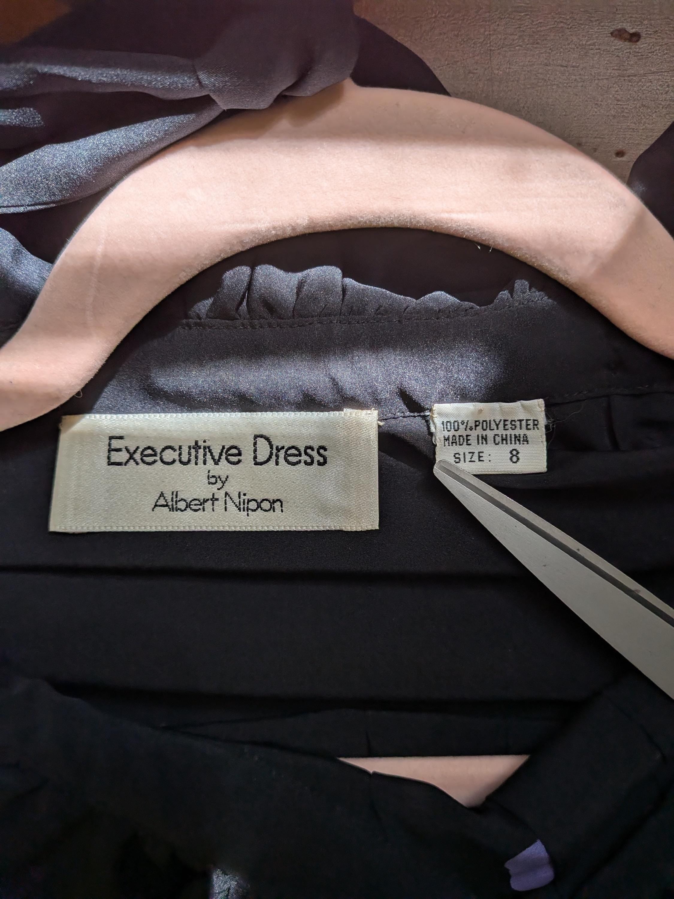 Vintage 1980s Black and Purple Secretary Dress