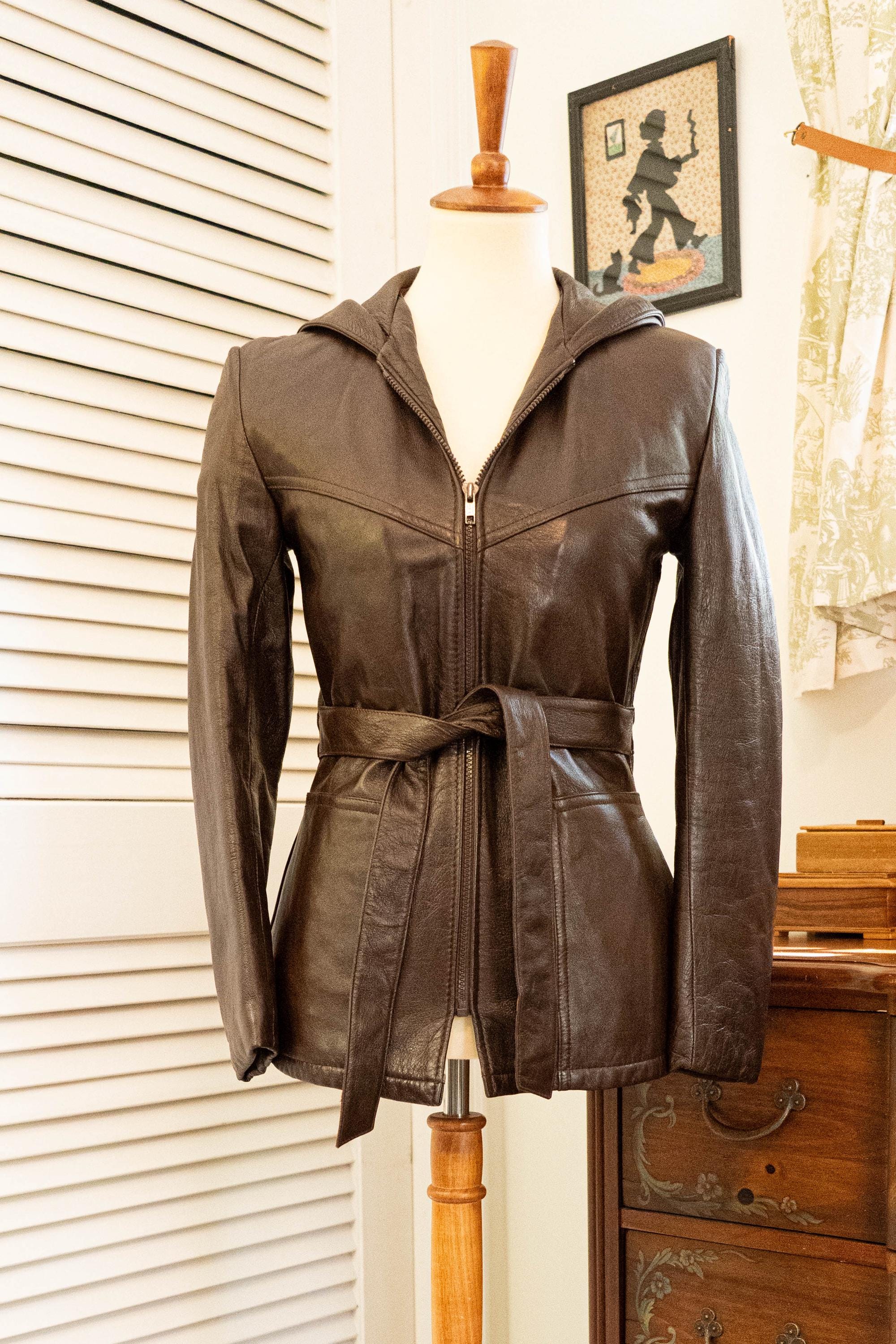 Vintage 1990s Brown Leather Jacket with Quilted Lining